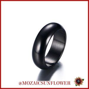NWT BLACK 316L STAINLESS STEEL DOME RING SIZE 8